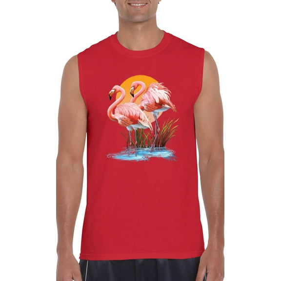 NIB - Men's Graphic T-Shirt Sleeveless - Flamingo