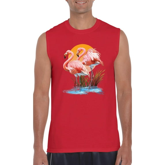 NIB - Men's Graphic T-Shirt Sleeveless - Flamingo
