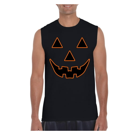 NIB - Men's Graphic T-Shirt Sleeveless - Halloween Costume Pumpkin Face