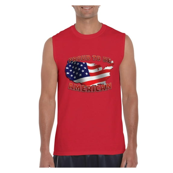NIB - Men's Graphic T-Shirt Sleeveless, up to Men Size 3XL - American Proud To Be US Flag