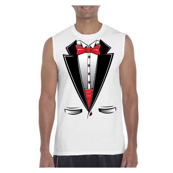 NIB - Men's Graphic T-Shirt Sleeveless, up to Men Size 3XL - Tuxedo Prom Costume