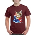 thumbnail image 1 of NIB - Men's T-Shirt Short Sleeve - American Flag 4th of July Kitty, 1 of 3