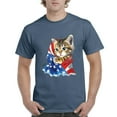 thumbnail image 1 of NIB - Men's T-Shirt Short Sleeve - American Flag 4th of July Kitty, 1 of 3