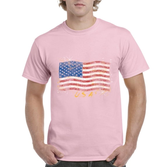 NIB - Men's T-Shirt Short Sleeve - American Flag USA in Gold
