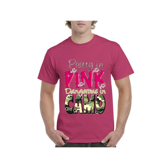 NIB - Men's T-Shirt Short Sleeve - Pretty in Pink Dangerous in Camo