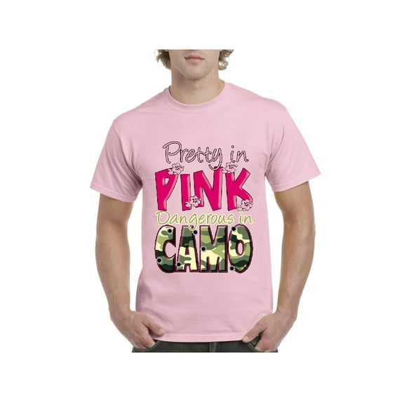 NIB - Men's T-Shirt Short Sleeve - Pretty in Pink Dangerous in Camo