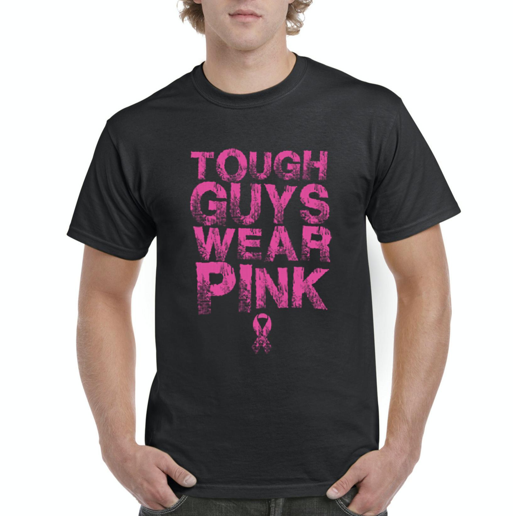 NIB - Men's T-Shirt Short Sleeve - Tough Guys Wear Pink Cancer - image 1 of 5