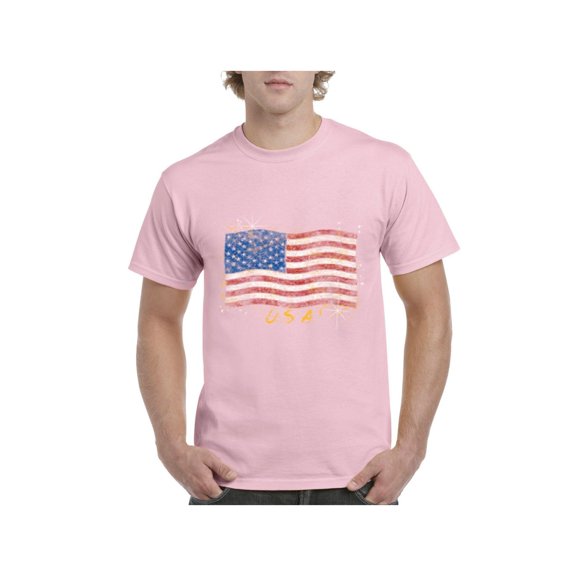 NIB - Men's T-Shirt Short Sleeve, up to Men Size 5XL - American Flag USA in Gold