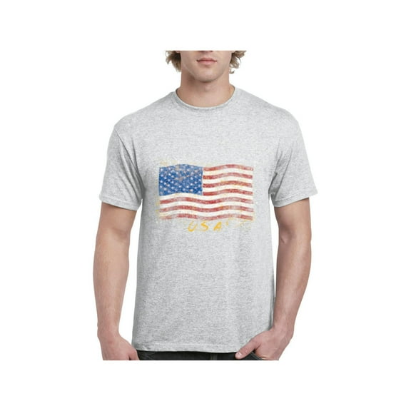 NIB - Men's T-Shirt Short Sleeve, up to Men Size 5XL - American Flag USA in Gold