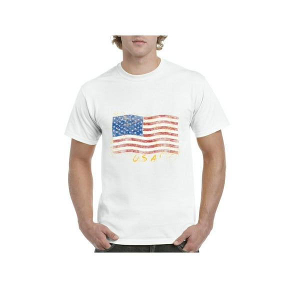 NIB - Men's T-Shirt Short Sleeve, up to Men Size 5XL - American Flag USA in Gold