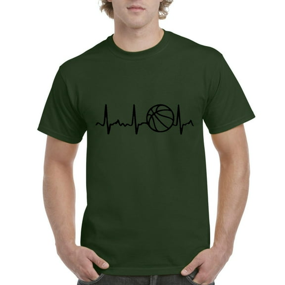 NIB - Men's T-Shirt Short Sleeve, up to Men Size 5XL - Basketball Heartbeat