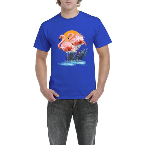 NIB - Men's T-Shirt Short Sleeve, up to Men Size 5XL - Flamingo