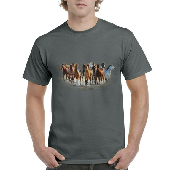 NIB - Men's T-Shirt Short Sleeve, up to Men Size 5XL - Horses Herd