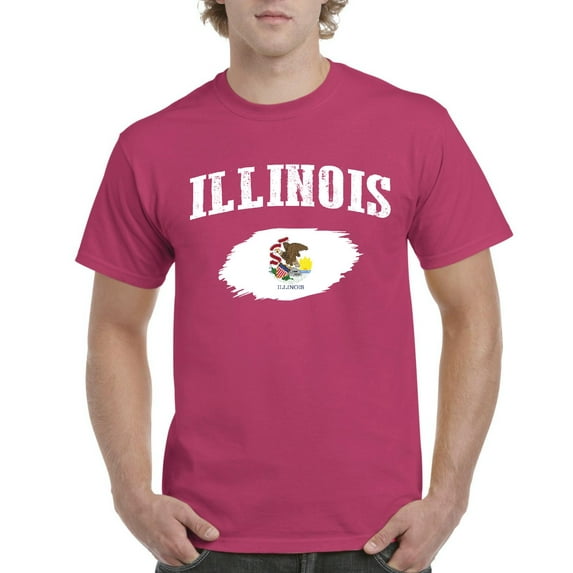 NIB - Men's T-Shirt Short Sleeve, up to Men Size 5XL - IL Illinois Flag