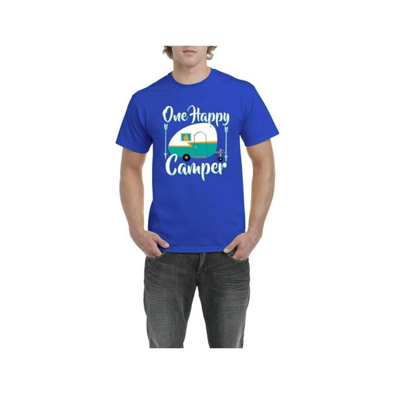 NIB - Men's T-Shirt Short Sleeve, up to Men Size 5XL - ONE HAPPY CAMPER