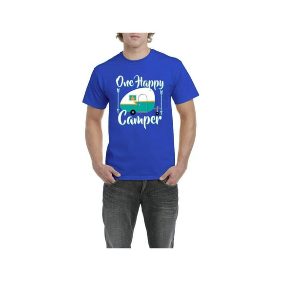 NIB - Men's T-Shirt Short Sleeve, up to Men Size 5XL - ONE HAPPY CAMPER