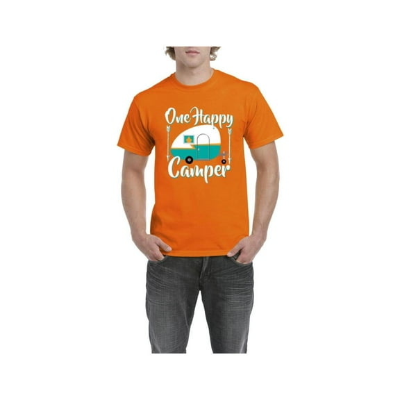 NIB - Men's T-Shirt Short Sleeve, up to Men Size 5XL - ONE HAPPY CAMPER