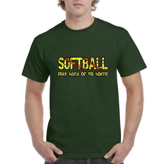 NIB - Men's T-Shirt Short Sleeve, up to Men Size 5XL - Softball Play Hard or Go Home