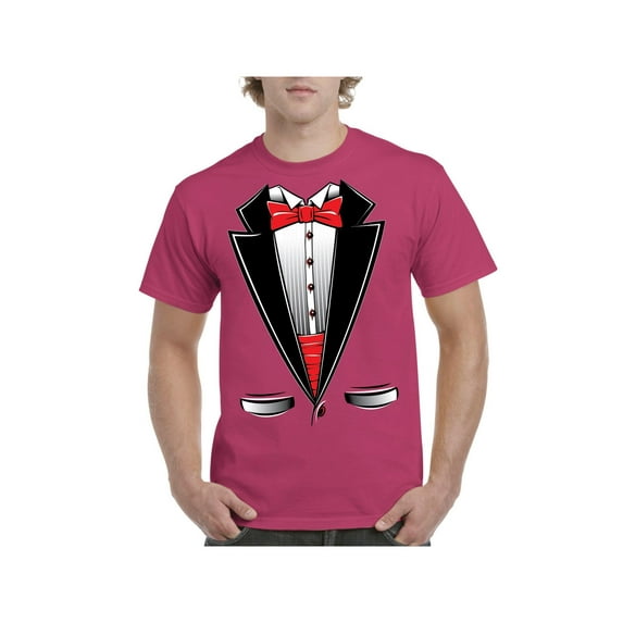 NIB - Men's T-Shirt Short Sleeve, up to Men Size 5XL - Tuxedo Prom Costume