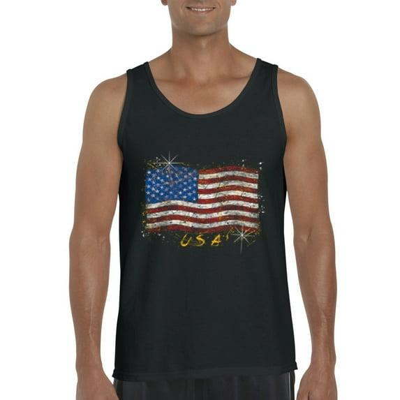 NIB - Men's Tank Top for Men - American Flag USA in Gold
