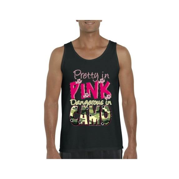 NIB - Men's Tank Top for Men - Pretty in Pink Dangerous in Camo