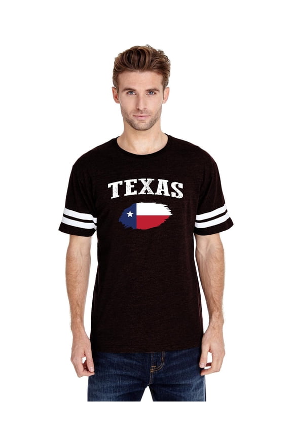 - Mens Football Fine Jersey T-shirts - Texas Flag