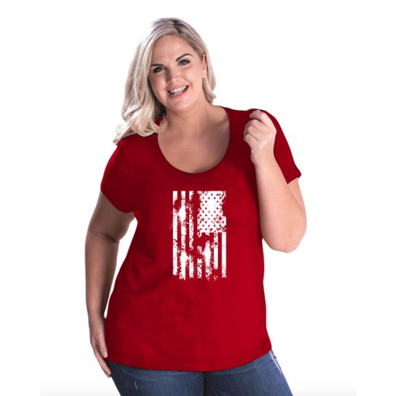 NIB - Women's Plus Size Curvy T-Shirt - American Flag 4th of July