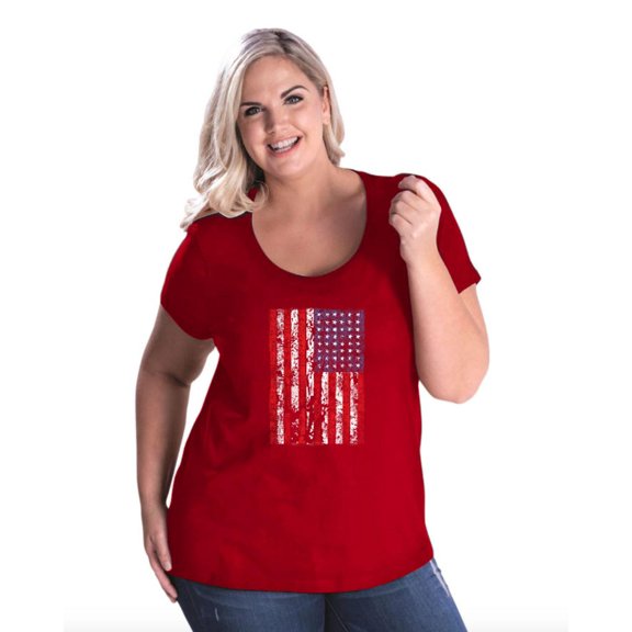 NIB - Women's Plus Size Curvy T-Shirt - American Flag 4th of July
