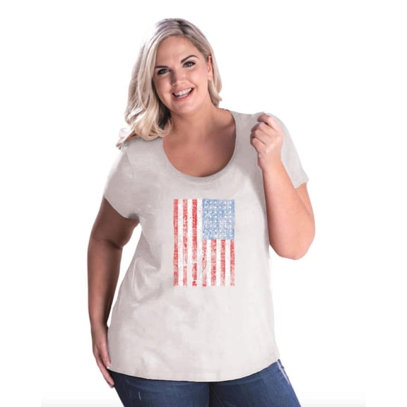 NIB - Women's Plus Size Curvy T-Shirt - American Flag 4th of July