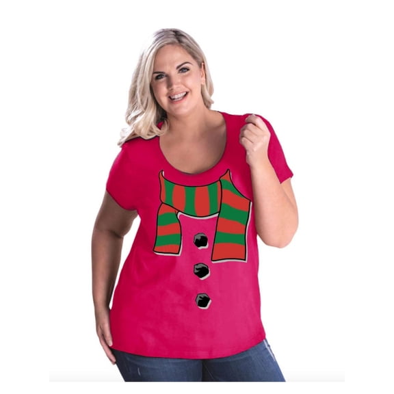 NIB - Women's Plus Size Curvy T-Shirt - Christmas Snowman Scarf