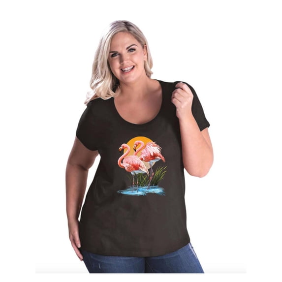 NIB - Women's Plus Size Curvy T-Shirt - Flamingo