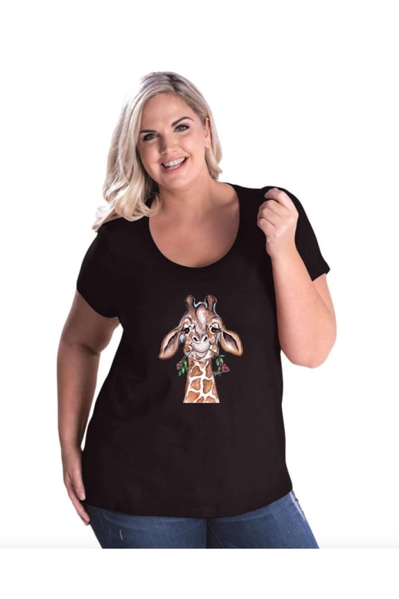 - Women's Plus Size Curvy T-Shirt - Giraffe