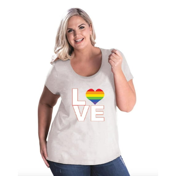 NIB - Women's Plus Size Curvy T-Shirt - Love Rainbow