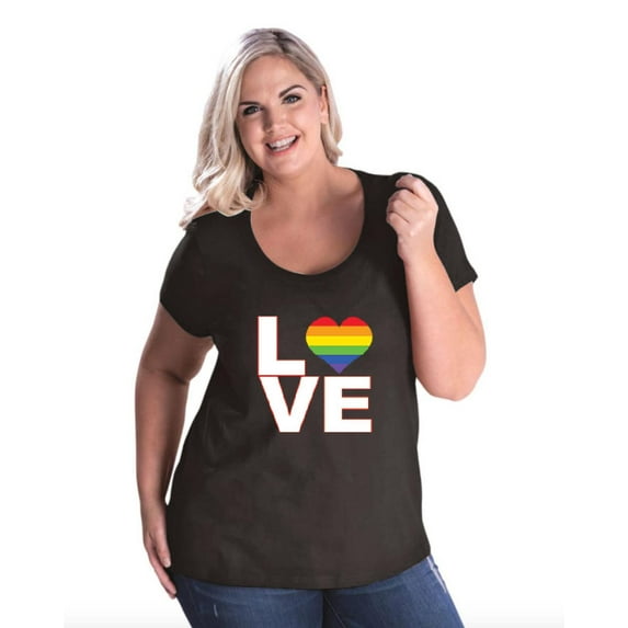 NIB - Women's Plus Size Curvy T-Shirt - Love Rainbow