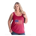 thumbnail image 1 of NIB - Women's Plus Size Tank Top - American Flag USA in Gold, 1 of 5
