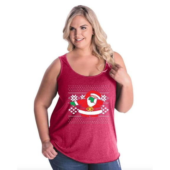 NIB - Women's Plus Size Tank Top - Christmas Dancing Santa