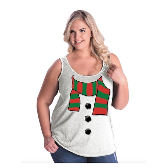 NIB - Women's Plus Size Tank Top - Christmas Snowman Scarf