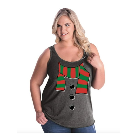 NIB - Women's Plus Size Tank Top - Christmas Snowman Scarf