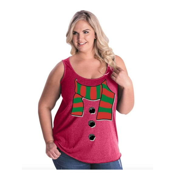 NIB - Women's Plus Size Tank Top - Christmas Snowman Scarf