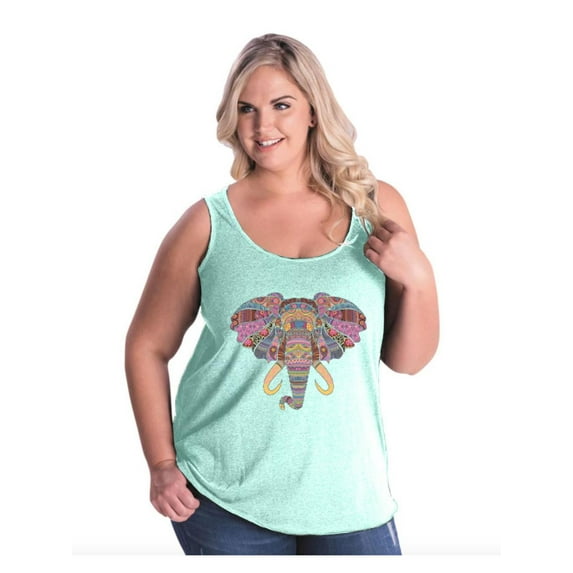 NIB - Women's Plus Size Tank Top - Elephant Mosaic