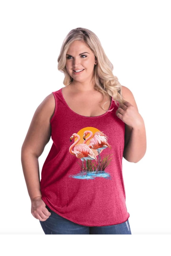 - Women's Plus Size Tank Top - Flamingo