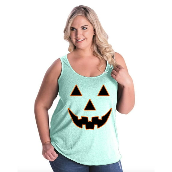 NIB - Women's Plus Size Tank Top - Halloween Costume Pumpkin Face