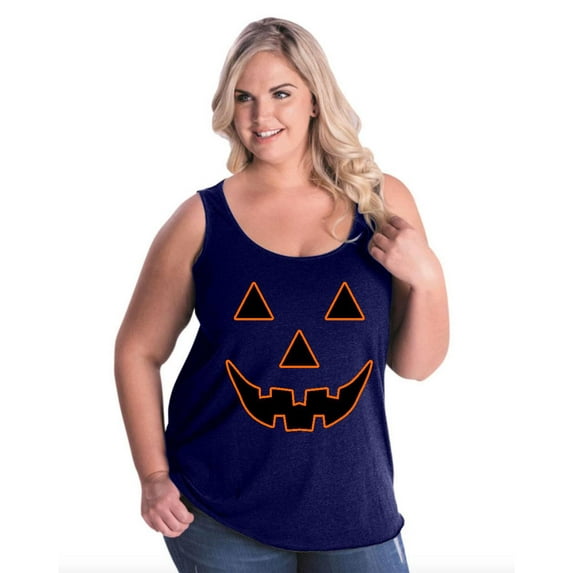 NIB - Women's Plus Size Tank Top - Halloween Costume Pumpkin Face