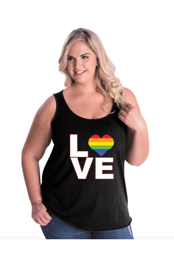 - Women's Plus Size Tank Top - Love Rainbow