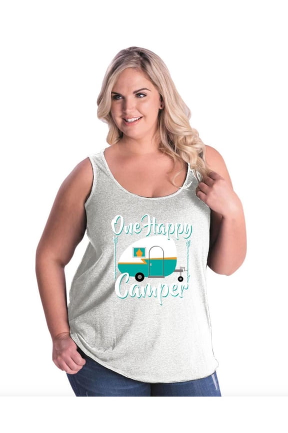 NIB - Women's Plus Size Tank Top - ONE HAPPY CAMPER