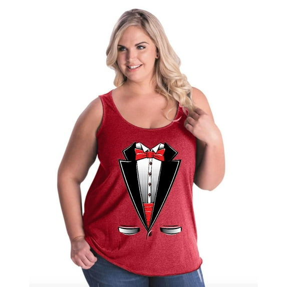 NIB - Women's Plus Size Tank Top - Tuxedo Prom Costume