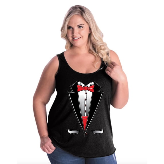 NIB - Women's Plus Size Tank Top - Tuxedo Prom Costume