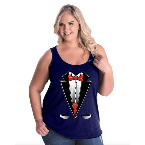 NIB - Women's Plus Size Tank Top - Tuxedo Prom Costume