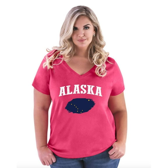 NIB - Women's Plus Size V-neck T-Shirt - Alaska Flag