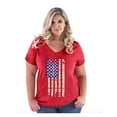 thumbnail image 1 of NIB - Women's Plus Size V-neck T-Shirt - American Flag 4th of July, 1 of 5